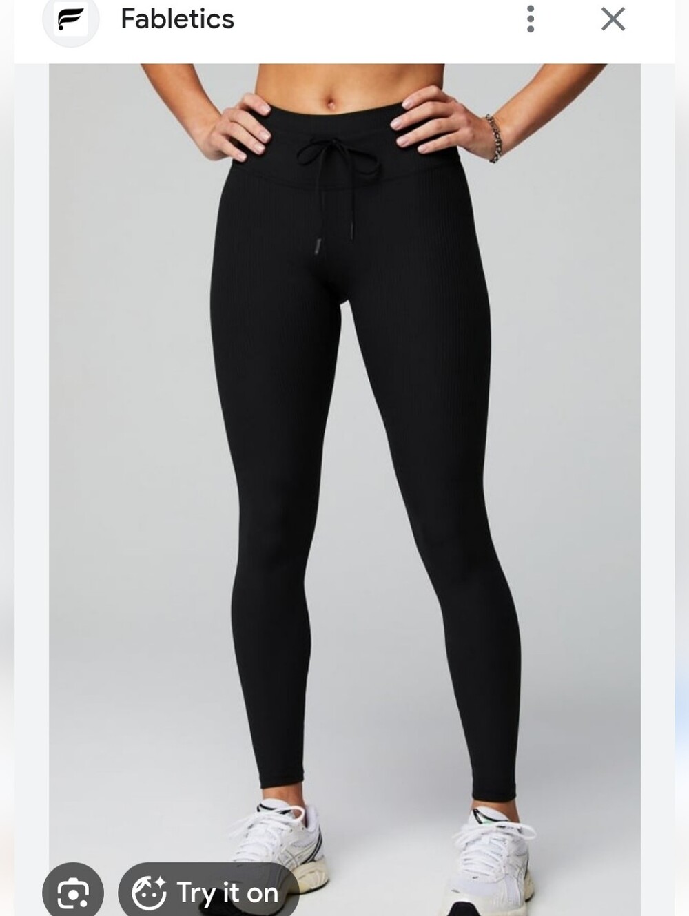 Black Ribbed Drawstring Leggings with Tag